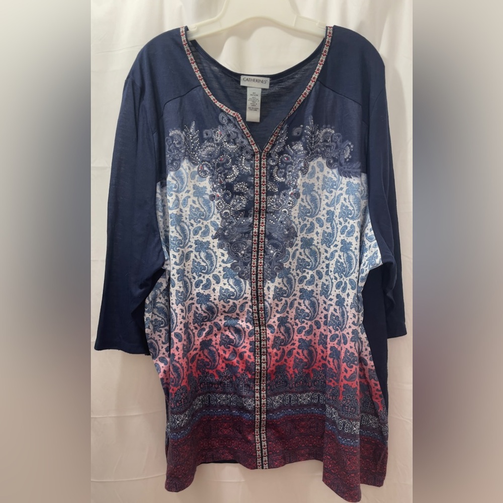 Catherines 4x 3/4 sleeve knit top